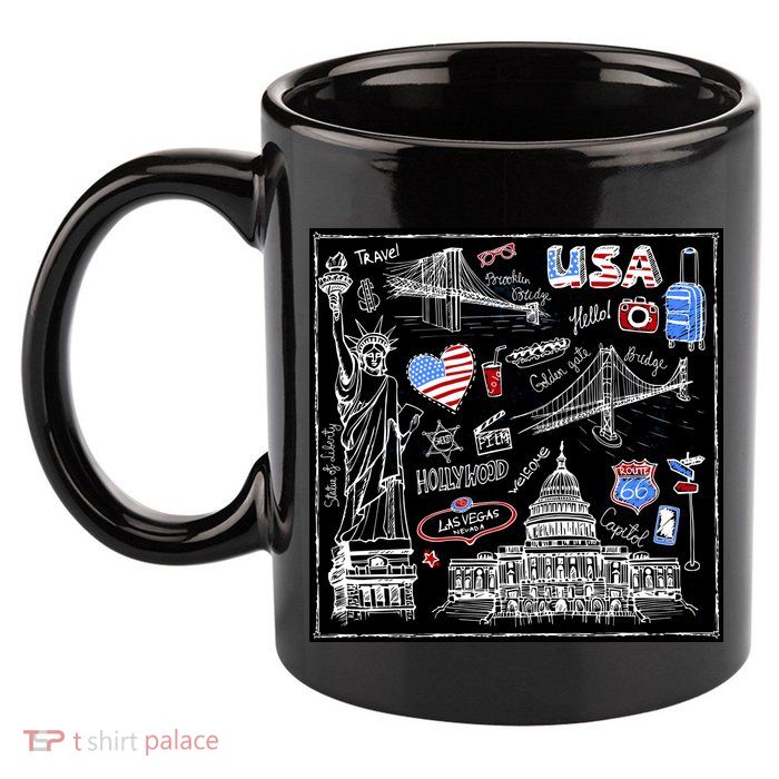 USA Sketch 11oz C Handle Ceramic Mug