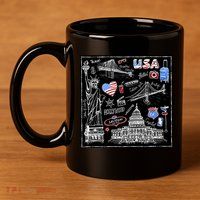USA Sketch 11oz C Handle Ceramic Mug
