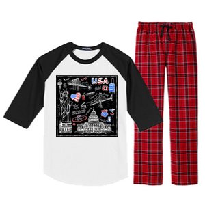 USA Sketch Raglan Sleeve Pajama Set