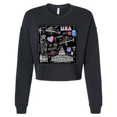 USA Sketch Cropped Pullover Crew