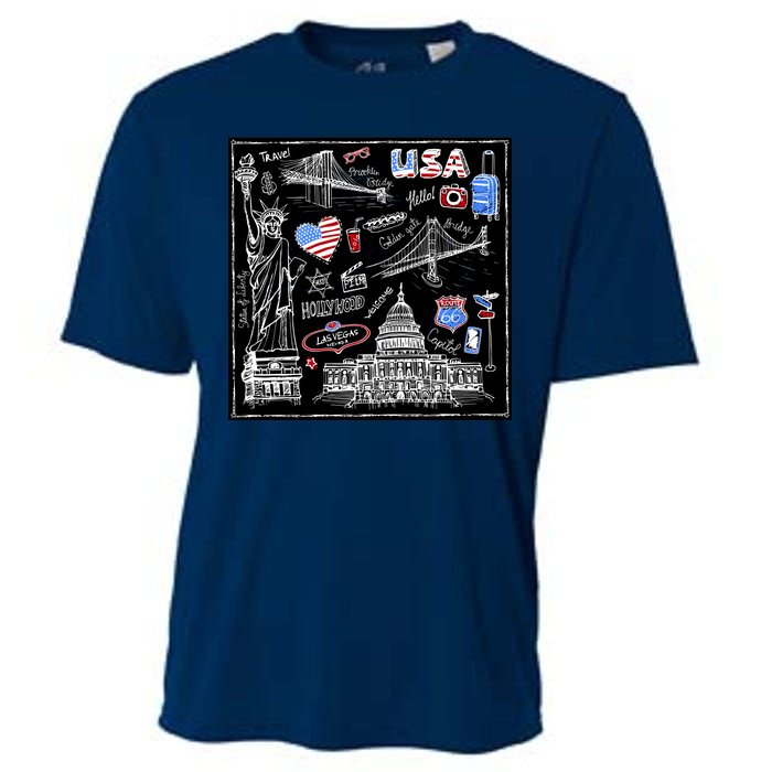 USA Sketch Cooling Performance Crew T-Shirt