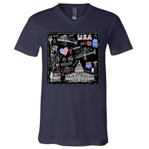 USA Sketch V-Neck T-Shirt