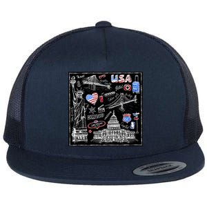 USA Sketch Flat Bill Trucker Hat