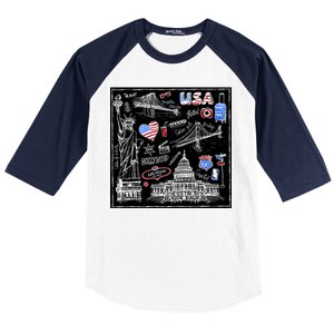 USA Sketch Baseball Sleeve Shirt