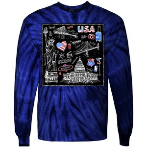 USA Sketch Tie-Dye Long Sleeve Shirt