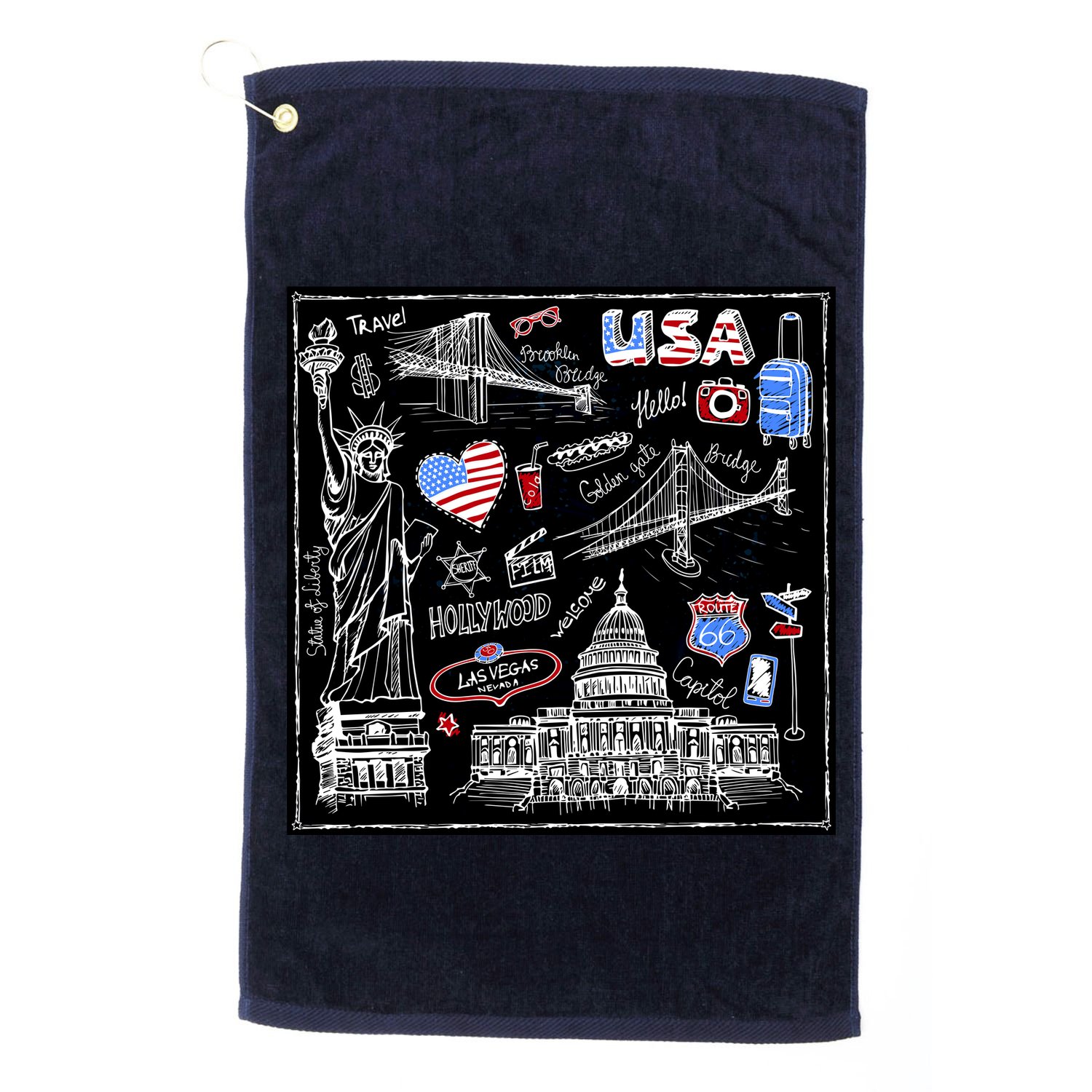 USA Sketch Golf Towel