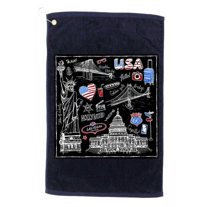 USA Sketch Golf Towel