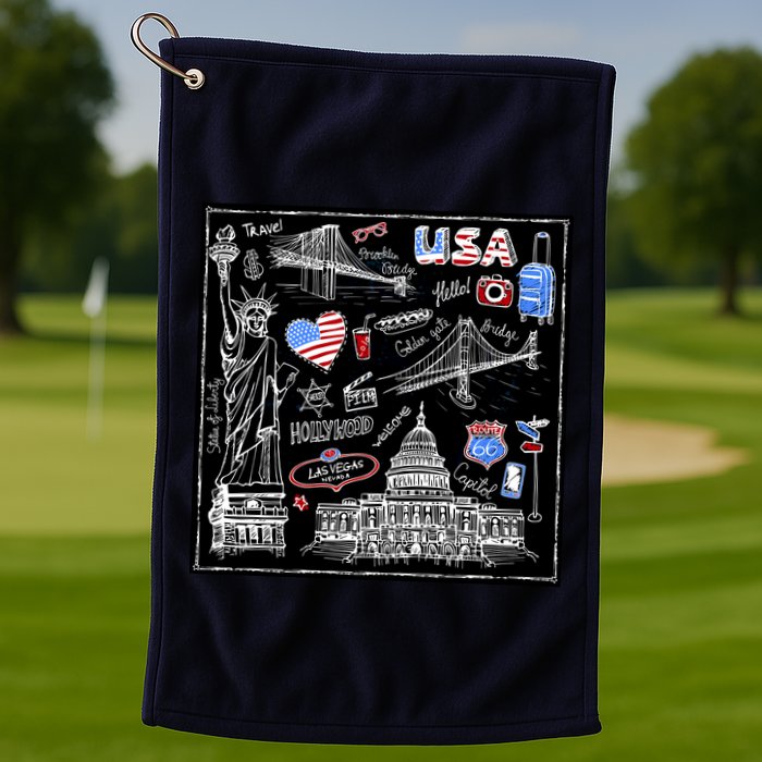 USA Sketch Golf Towel