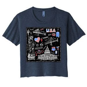 USA Sketch Women's Crop Top Tee