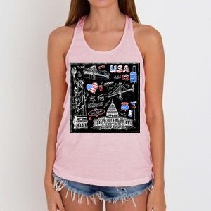 USA Sketch Women's Knotted Racerback Tank