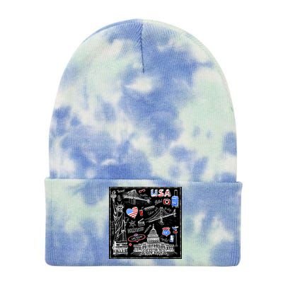 USA Sketch Tie Dye 12in Knit Beanie