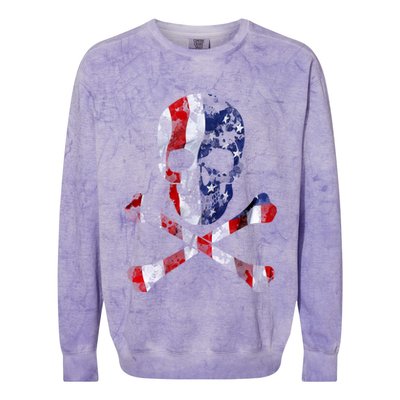 USA Skull Crossbone  Colorblast Crewneck Sweatshirt