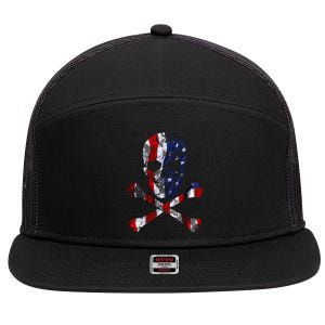 USA Skull Crossbone  7 Panel Mesh Trucker Snapback Hat