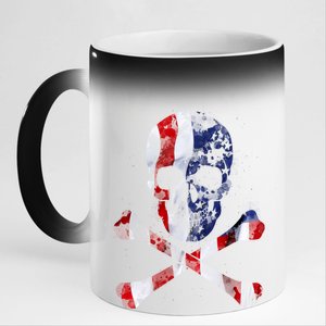 USA Skull Crossbone  11oz Black Color Changing Mug