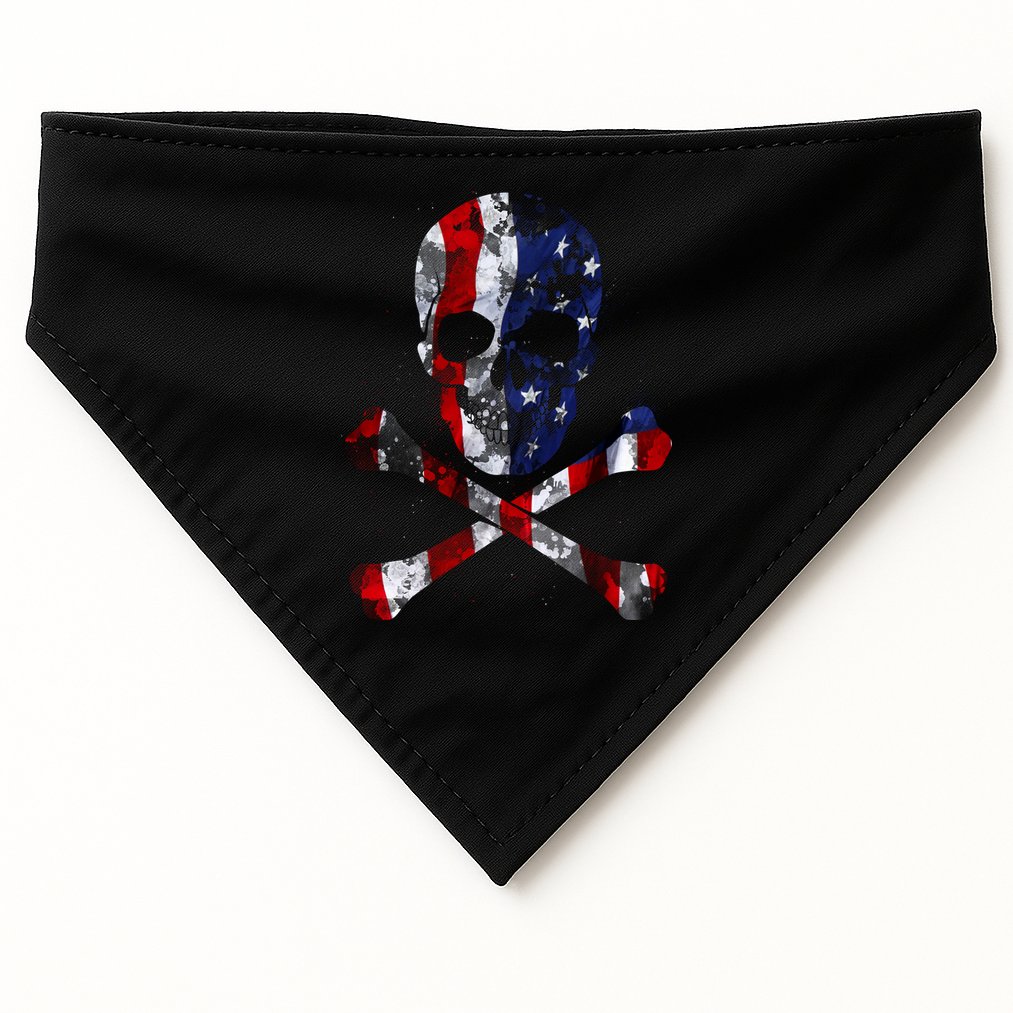 USA Skull Crossbone  USA-Made Doggie Bandana