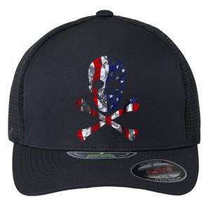 USA Skull Crossbone  Flexfit Unipanel Trucker Cap