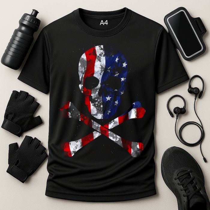 USA Skull Crossbone  Cooling Performance Crew T-Shirt