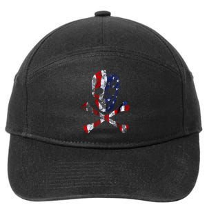 USA Skull Crossbone  7-Panel Snapback Hat