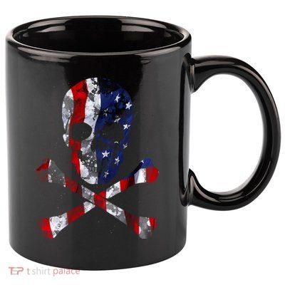 USA Skull Crossbone  11oz C Handle Ceramic Mug