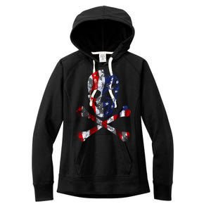 USA Skull Crossbone  Women's Fleece Hoodie