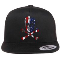 USA Skull Crossbone  Flat Bill Trucker Hat