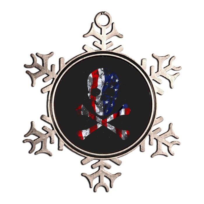 USA Skull Crossbone  Metallic Star Ornament