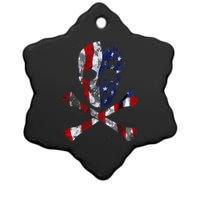 USA Skull Crossbone  Ceramic Star Ornament