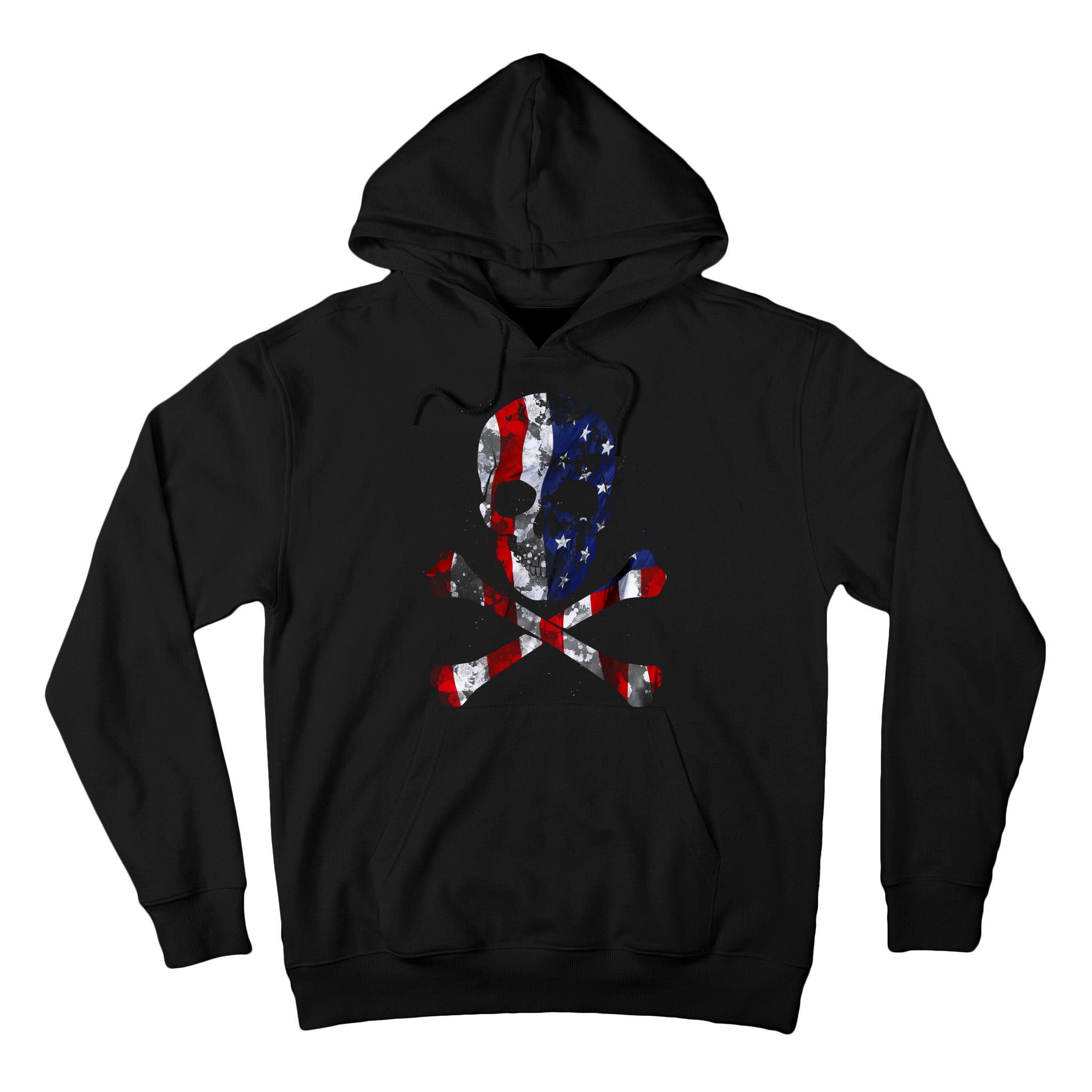 USA Skull Crossbone  Tall Hoodie