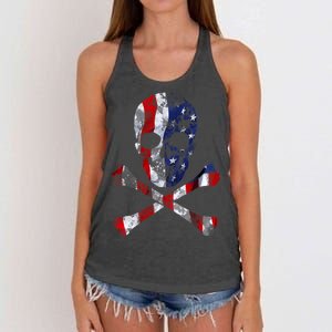 USA Skull Crossbone  Women's Knotted Racerback Tank