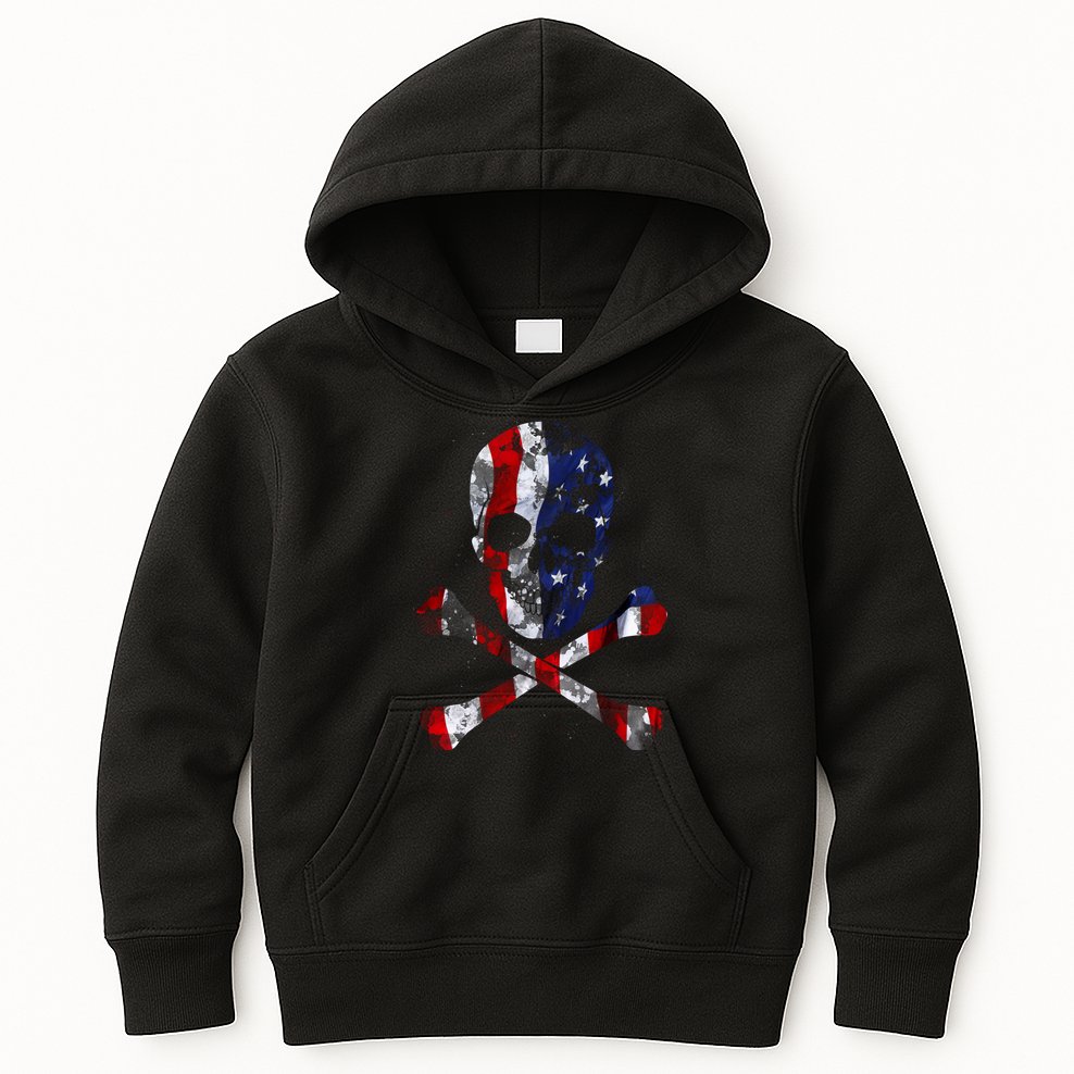 USA Skull Crossbone  Kids Hoodie