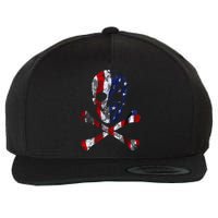 USA Skull Crossbone  Wool Snapback Cap