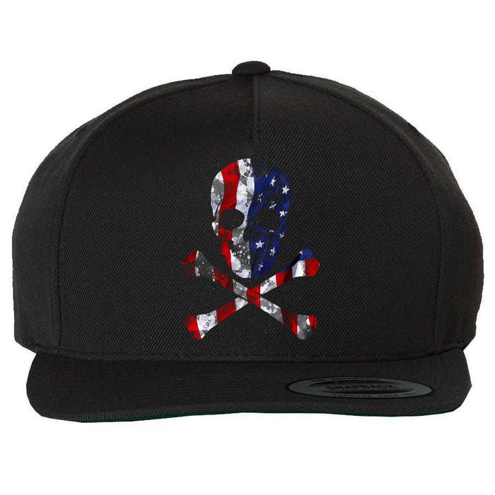 USA Skull Crossbone  Wool Snapback Cap