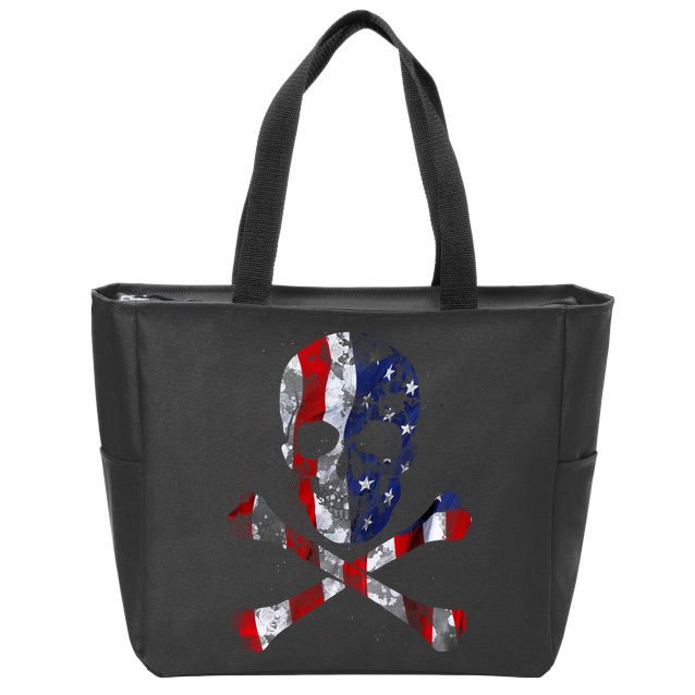 USA Skull Crossbone  Zip Tote Bag