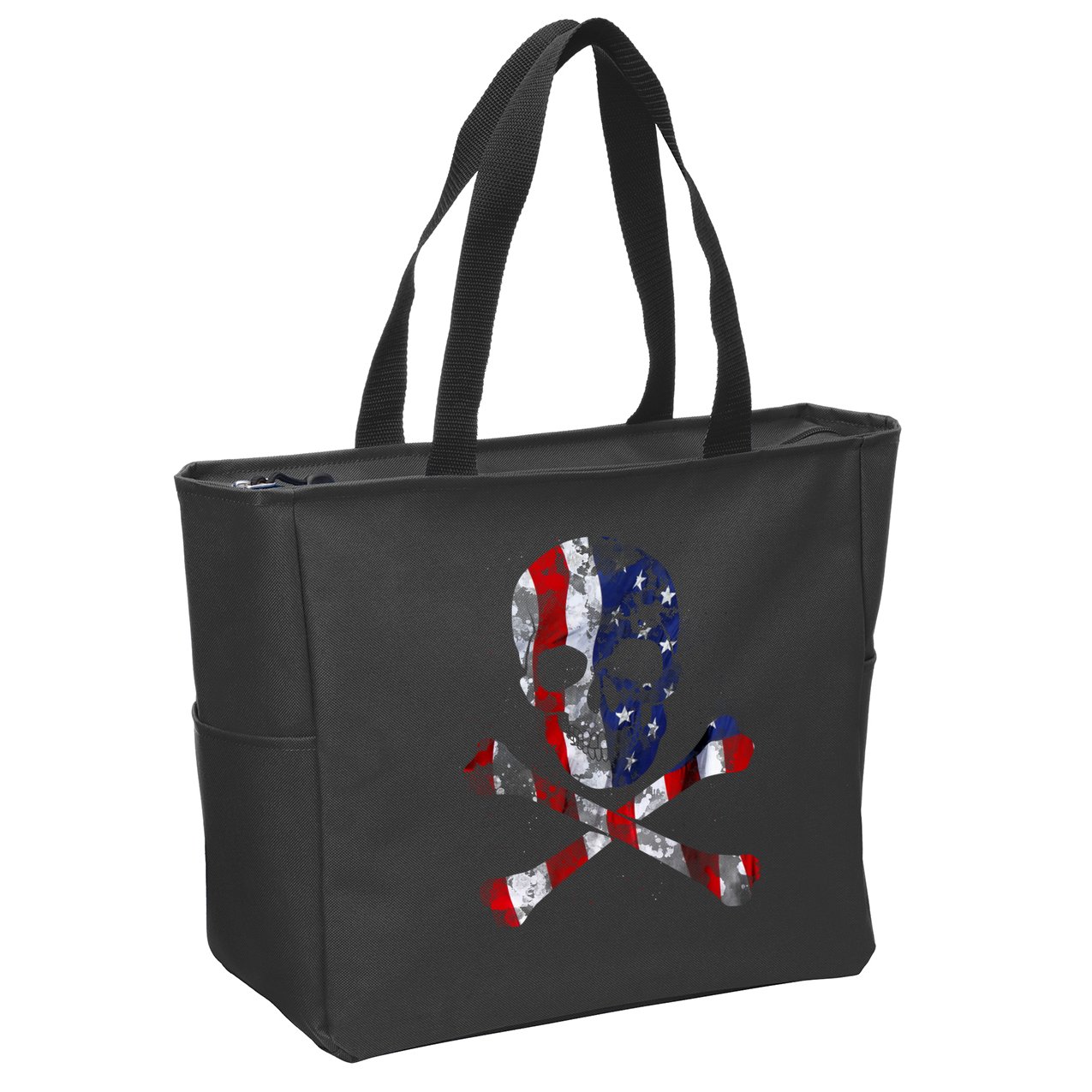 USA Skull Crossbone  Zip Tote Bag