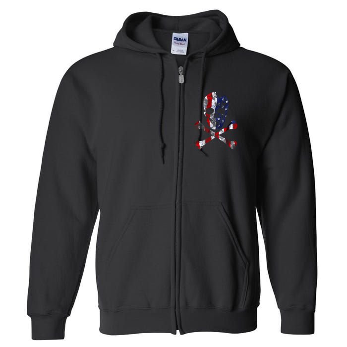USA Skull Crossbone  Full Zip Hoodie