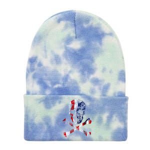 USA Skull Crossbone  Tie Dye 12in Knit Beanie