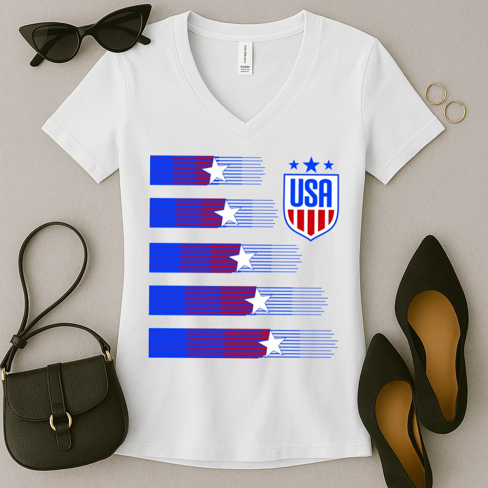 USA Soccer American Team Jersey Women's V-Neck T-Shirt
