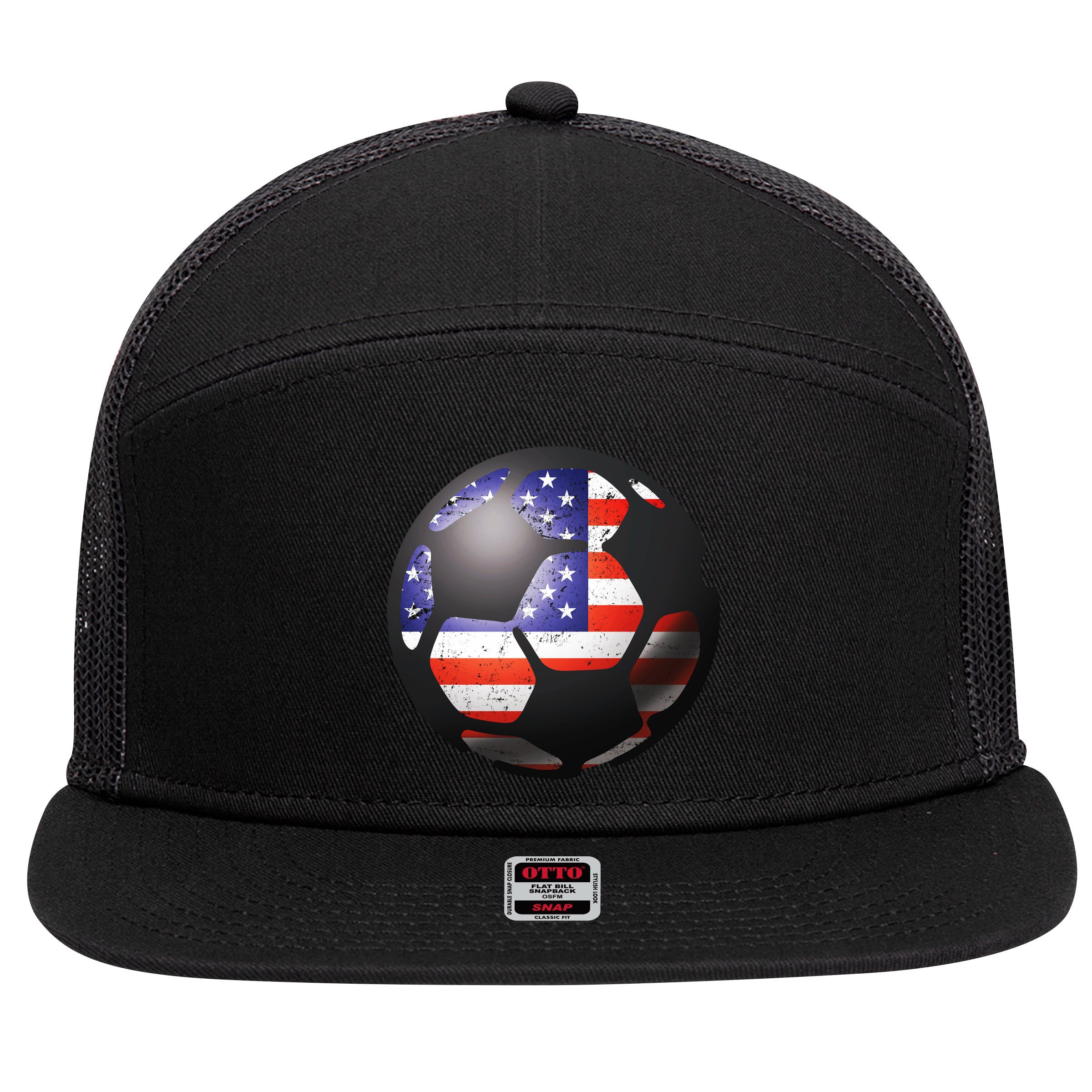 USA Soccer Ball 7 Panel Mesh Trucker Snapback Hat