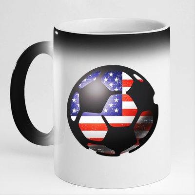 USA Soccer Ball 11oz Black Color Changing Mug