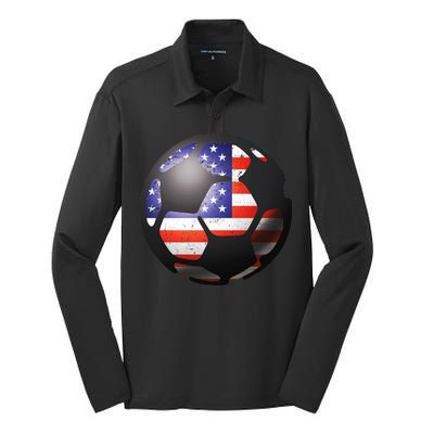 USA Soccer Ball Silk Touch Performance Long Sleeve Polo