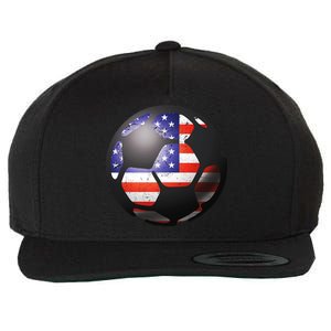 USA Soccer Ball Wool Snapback Cap