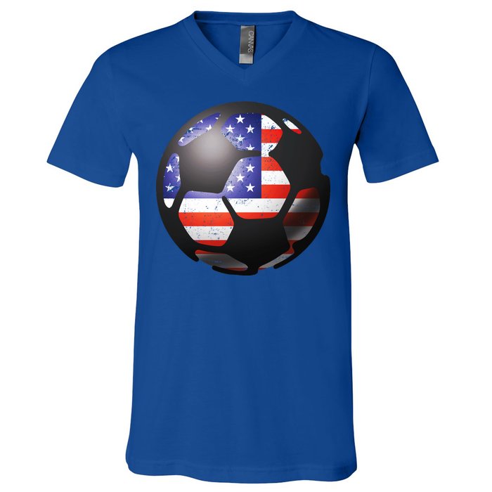 USA Soccer Ball V-Neck T-Shirt