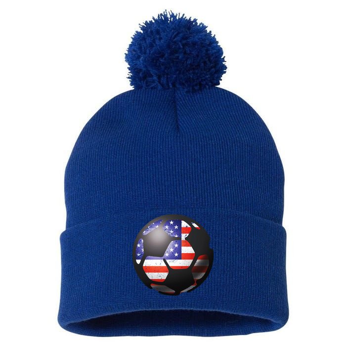 USA Soccer Ball Pom Pom 12in Knit Beanie