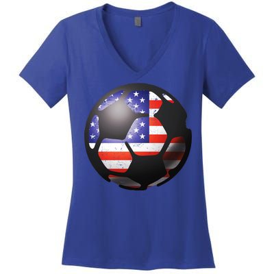 USA Soccer Ball Women's V-Neck T-Shirt