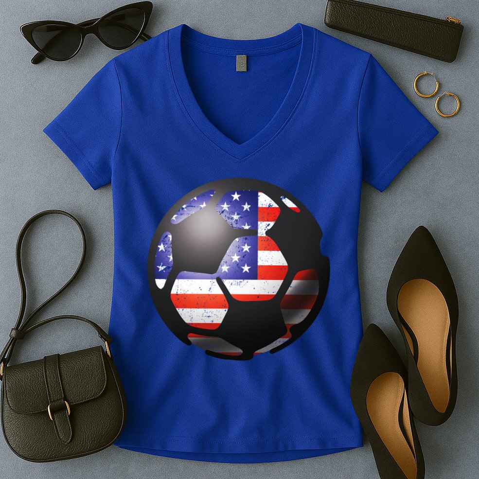 USA Soccer Ball Women's V-Neck T-Shirt