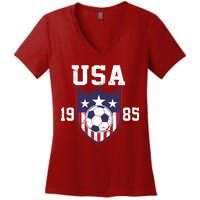 USA Soccer Team 1985 Women's V-Neck T-Shirt