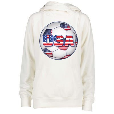 USA Soccer Team Ball Womens Funnel Neck Pullover Hood