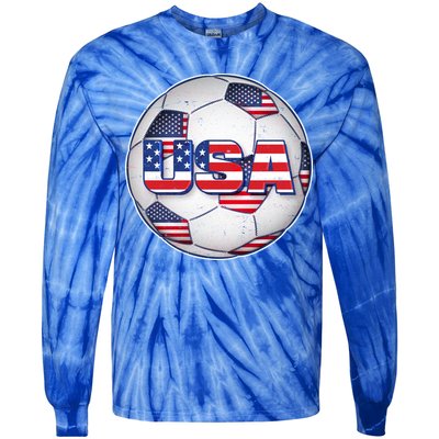 USA Soccer Team Ball Tie-Dye Long Sleeve Shirt
