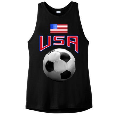 USA Soccer United States of America Flag Ladies PosiCharge Tri-Blend Wicking Tank