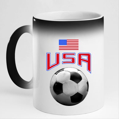 USA Soccer United States of America Flag 11oz Black Color Changing Mug